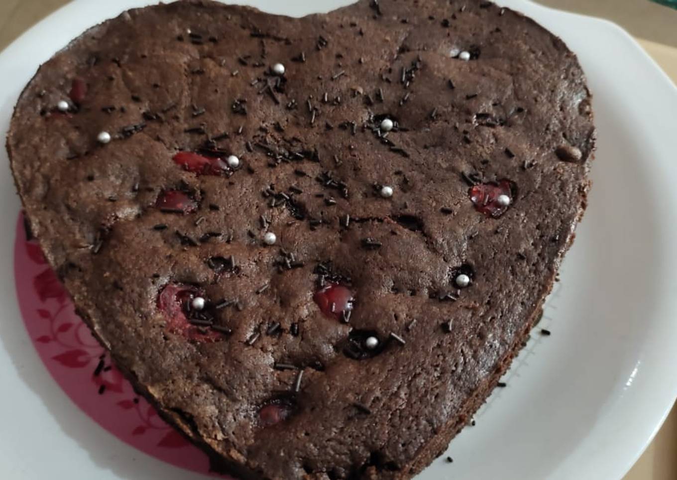 Cherry top chocolate sponge cake