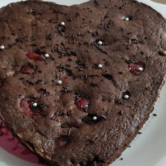 A picture of Cherry top chocolate sponge cake.