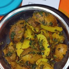 A picture of Methi with baby potato dry veg.