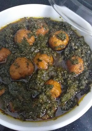 A picture of Spinach Kofta(chicken ball).