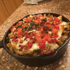 A picture of Skillet Meat lovers Pizza for one.