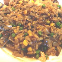 A picture of Mushroom Risotto (with Chicken and/or Bacon - or neither).