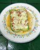 Calabacitas gratinadas con camarones