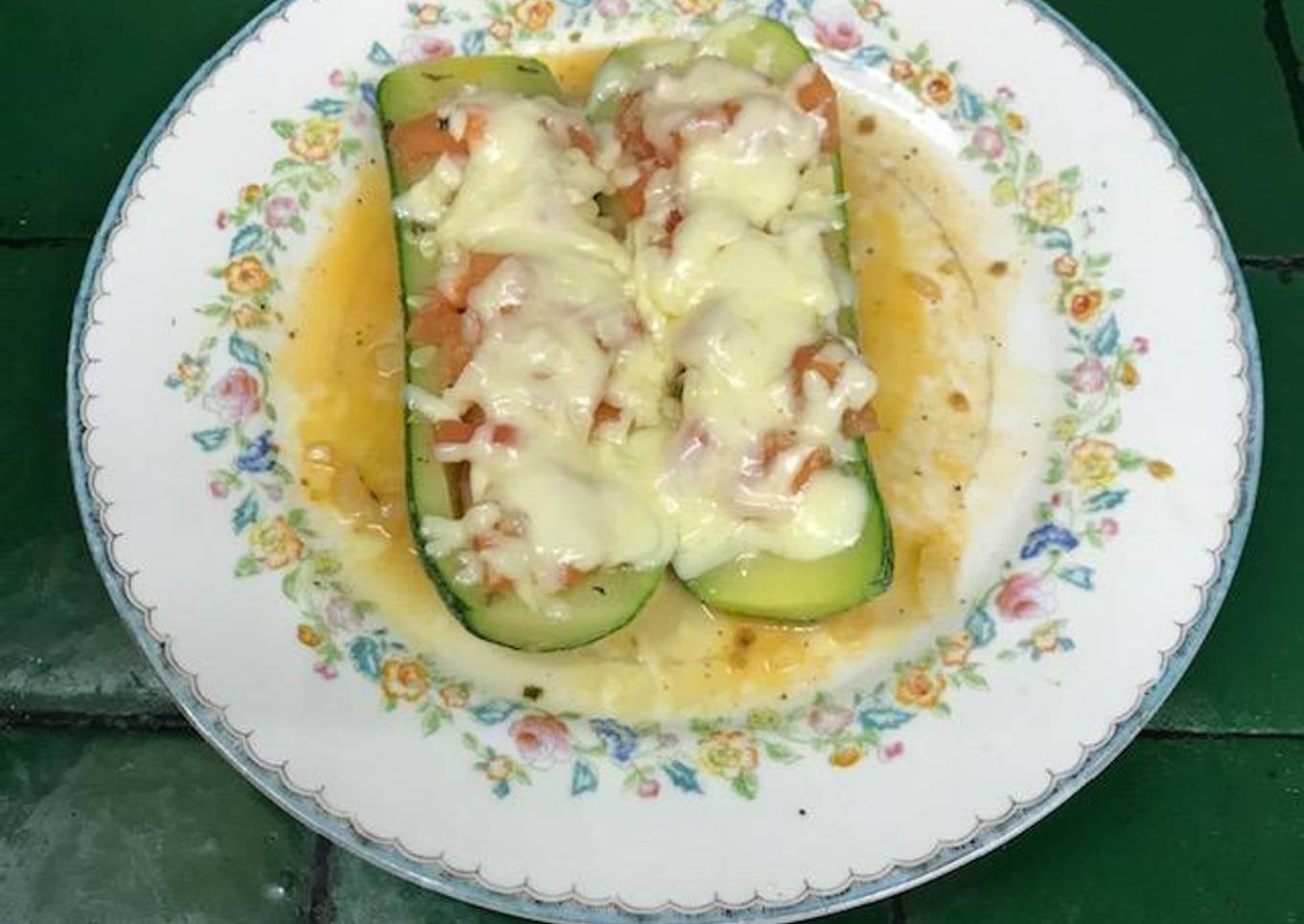 Calabacitas gratinadas con camarones