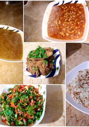 صورة لوصفة أرز ولوبياوبانيه ولسان عصفور سلطه