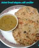 Instant bread uttapam with sambhar