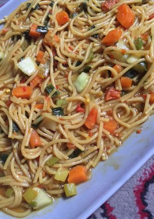 A picture of Sautéed spaghetti.
