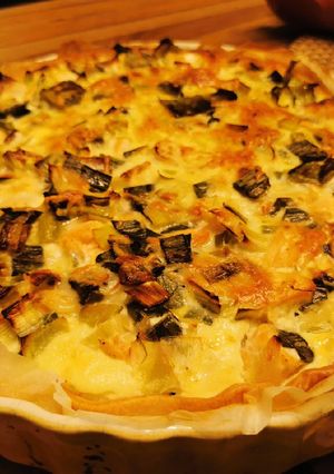 Une photo de Quiche aux poireaux et saumon