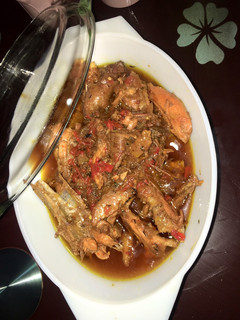 A picture of Spicy chicken pepper soup🥘🍗🌶.