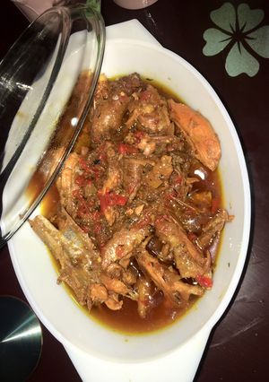 A picture of Spicy chicken pepper soup🥘🍗🌶.
