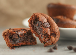 A picture of Mochi Brownies in a Muffin Tin.