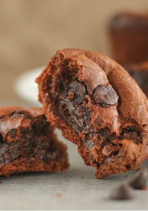 A picture of Mochi Brownies in a Muffin Tin.