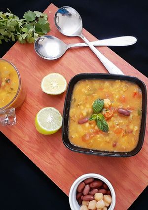A picture of Moroccan Lentil & Chickpea Soup(Harrira).