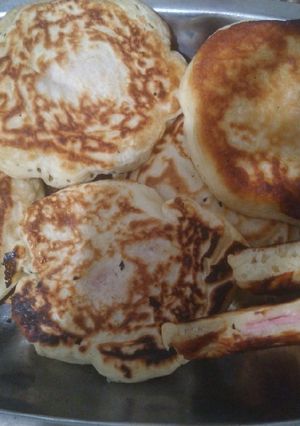 Una foto de Waffles de jamón y queso
