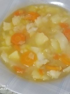 Una foto de Porrusalda de bacalao