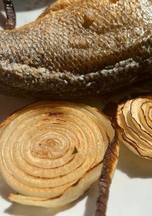 A picture of Air-fried onion 🧅 with balsamic vinegar.