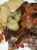 Pork chops with potatoes in a casserole dish