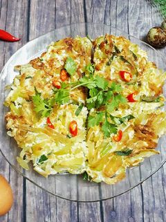 Hình của món Trứng chiên bí đao.