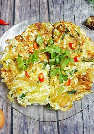 Hình của món Trứng chiên bí đao.