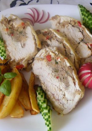 Gombás-májas csirkemell recept fotója