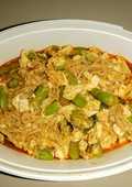 Spicy tofu, egg & enoki stir-fry
