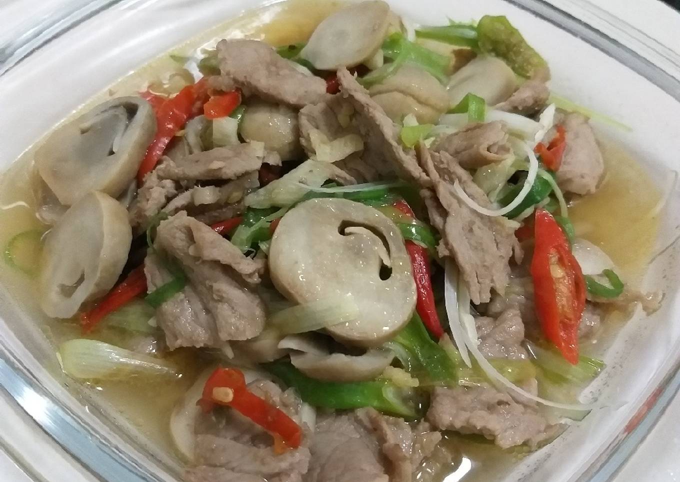 Cah daging jamur pedas