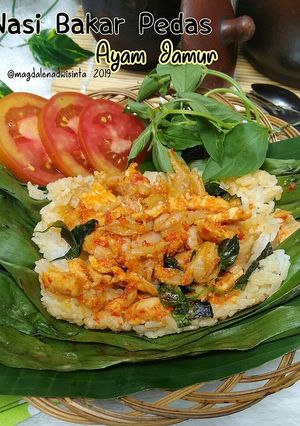 Foto resep Nasi Bakar Pedas Ayam Jamur