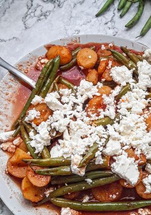 Une photo de Haricots verts à la grecque