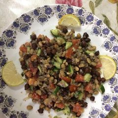 A picture of Black chana with soyabean salad.