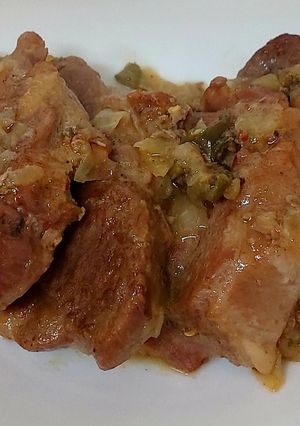 A picture of My Chinese Salt & Pepper Pork Steaks #2Flavours #Mainmeal.