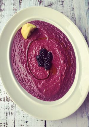 A picture of Blackberry Hummus.