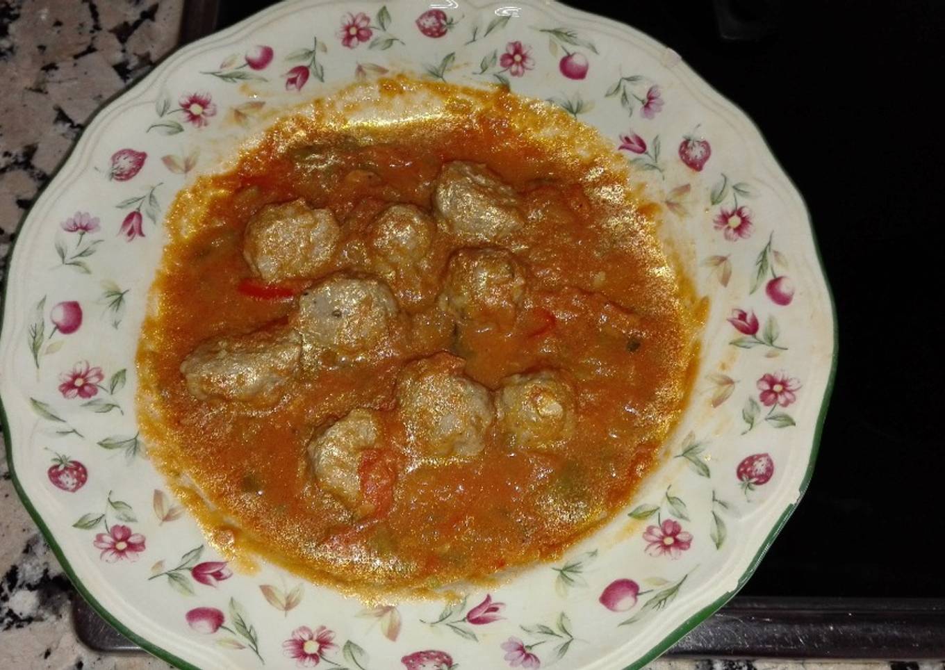 Albóndigas con pisto hechas en thermomix