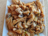 Pollo con champiñones en salsa de ostras