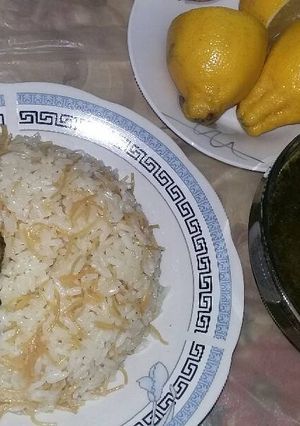 صورة لوصفة فطورنا اليوم ملوخية ورز
