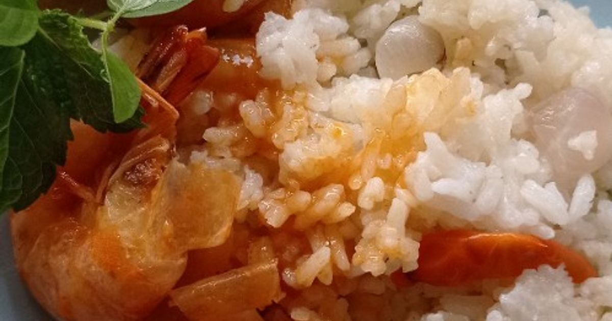 Nasi liwet udang pedas