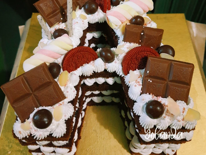 Langkah Mudah untuk Membikin Resep  Monogram cake - Letter Cake &amp;#34;A&amp;#34; 