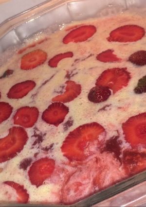 Una foto de Torta fría de fresas
