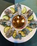 Tôm tái chanh chấm tương mù tạt