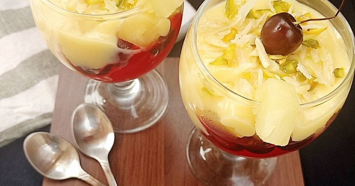 Pineapple custard with dry fruits Recipe by Safa Anis Cookpad