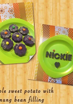 Foto resep Purple sweet potato with Mung bean filling ala Mommy Nickie