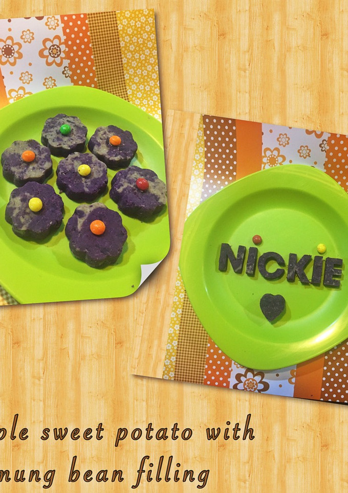 Foto resep Purple sweet potato with Mung bean filling ala Mommy Nickie