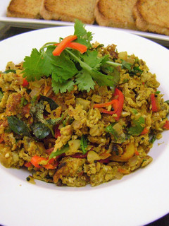 A picture of Scrambled Eggs with Bell Peppers.