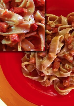 Una foto de Mis tallarines caseros a la carbonara
