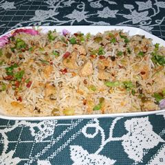 A picture of Red Chilli Capsicum Rice.
