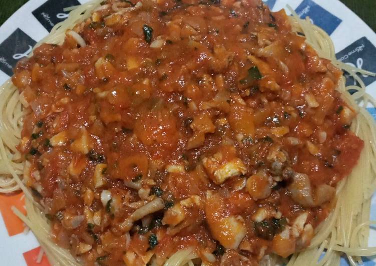 Resep Spaghetti homemade saos daging ayam🥰 Jadi, Bisa Manjain Lidah