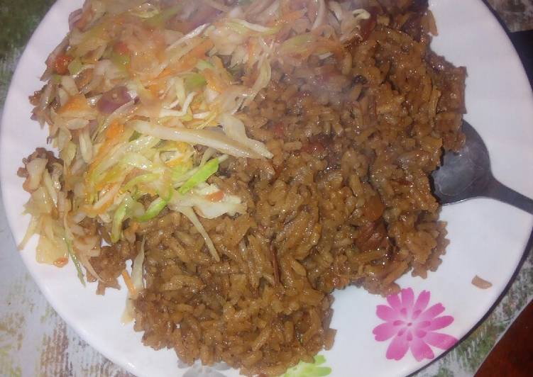 Recipe of Perfect Pilau with steamed cabbage