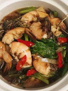 Foto resep Tukangsawi/Tumis kangkung sawi-hijau udang saus tiram