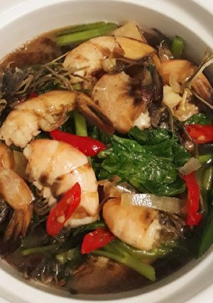 Foto resep Tukangsawi/Tumis kangkung sawi-hijau udang saus tiram