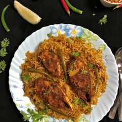 A picture of Ilish Macher Biryani (Hilsa Fish Biryani - Bengali style).