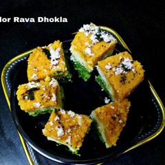 A picture of Tricolor Rava Dhokla.